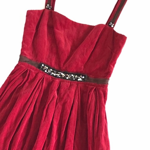 BCBG Red Beaded Party Christmas Day Dress - Picture 2 of 9